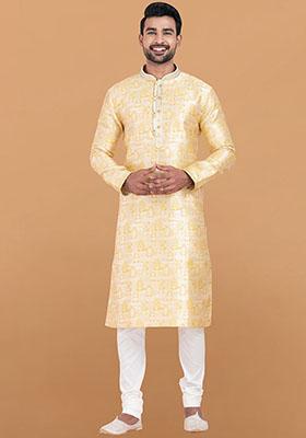 Multicolor Solid Silk Kurta Set For Men