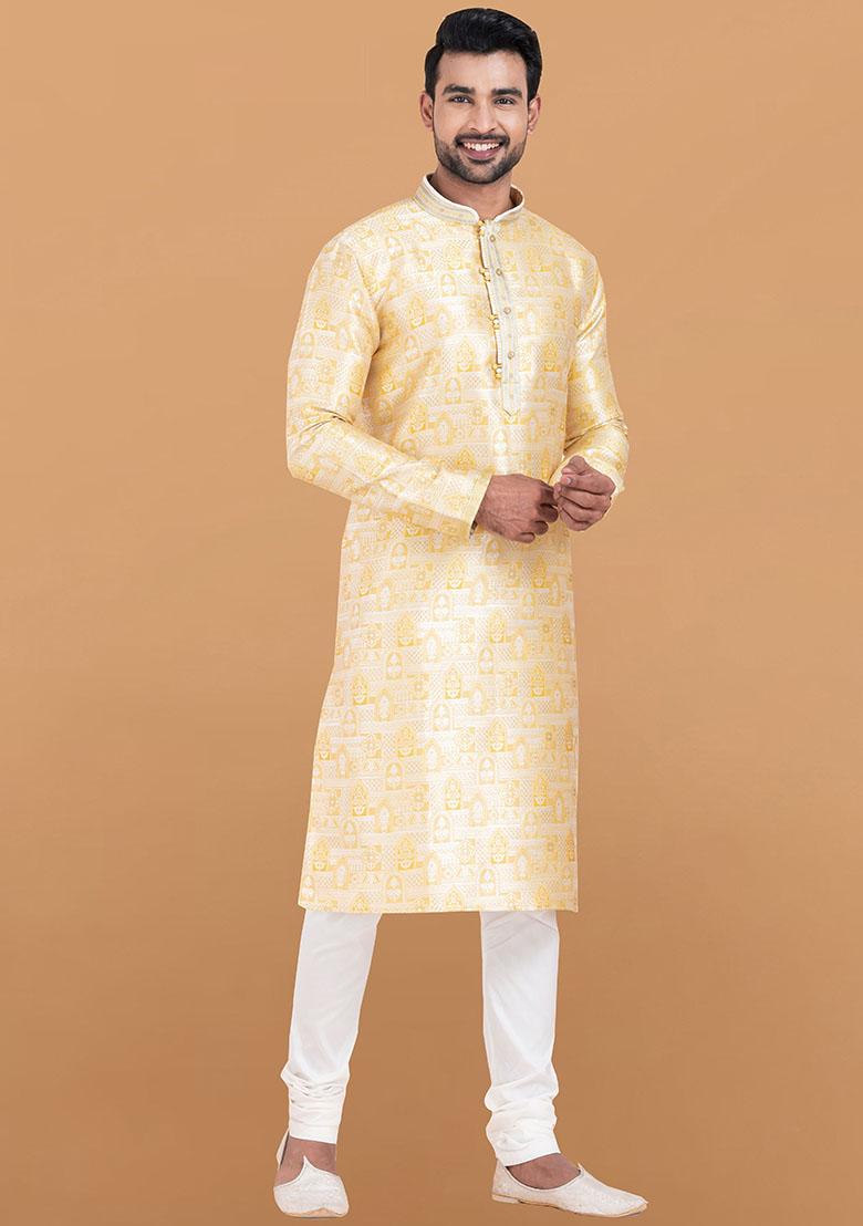 Multicolor Solid Silk Kurta Set For Men