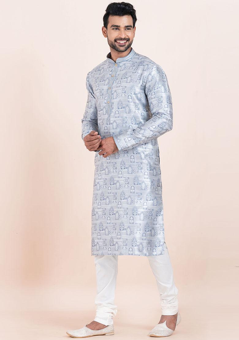 Multicolor Solid Silk Kurta Set For Men