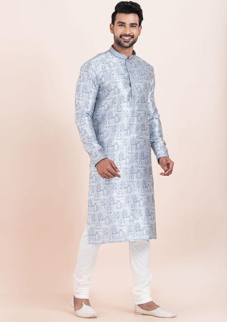 Multicolor Solid Silk Kurta Set For Men