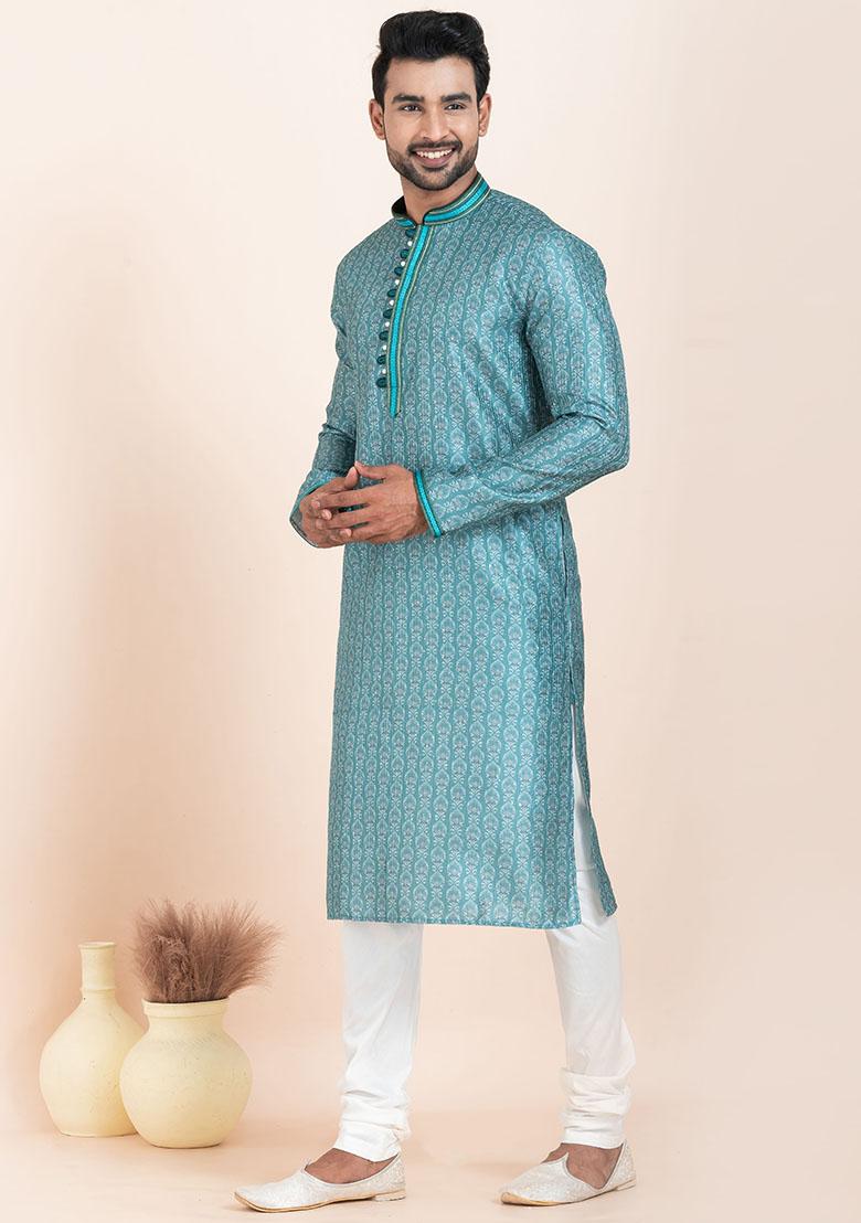 Multicolor Solid Cotton Kurta Set For Men