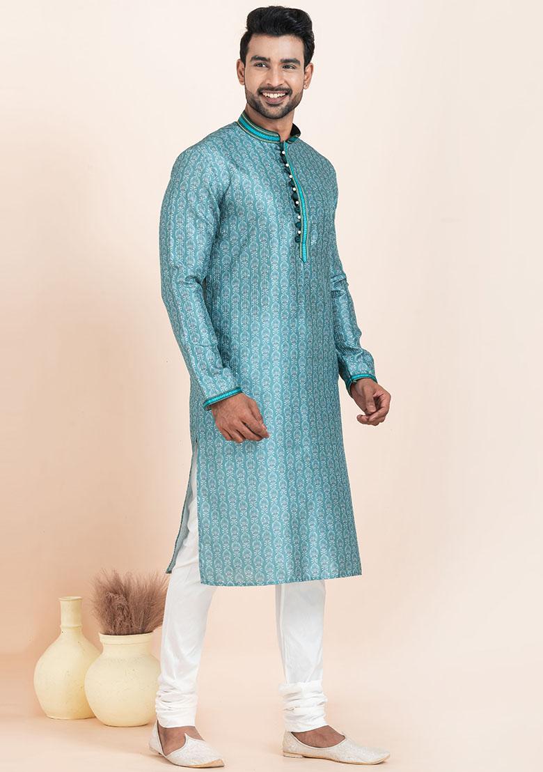 Multicolor Solid Cotton Kurta Set For Men