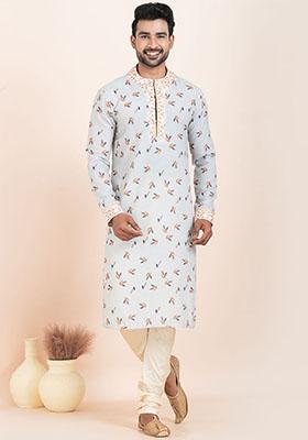 Multicolor Solid Cotton Kurta Set For Men