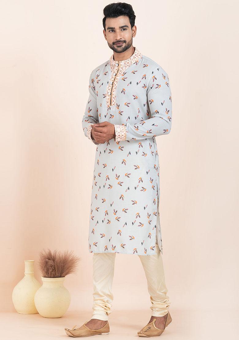 Multicolor Solid Cotton Kurta Set For Men