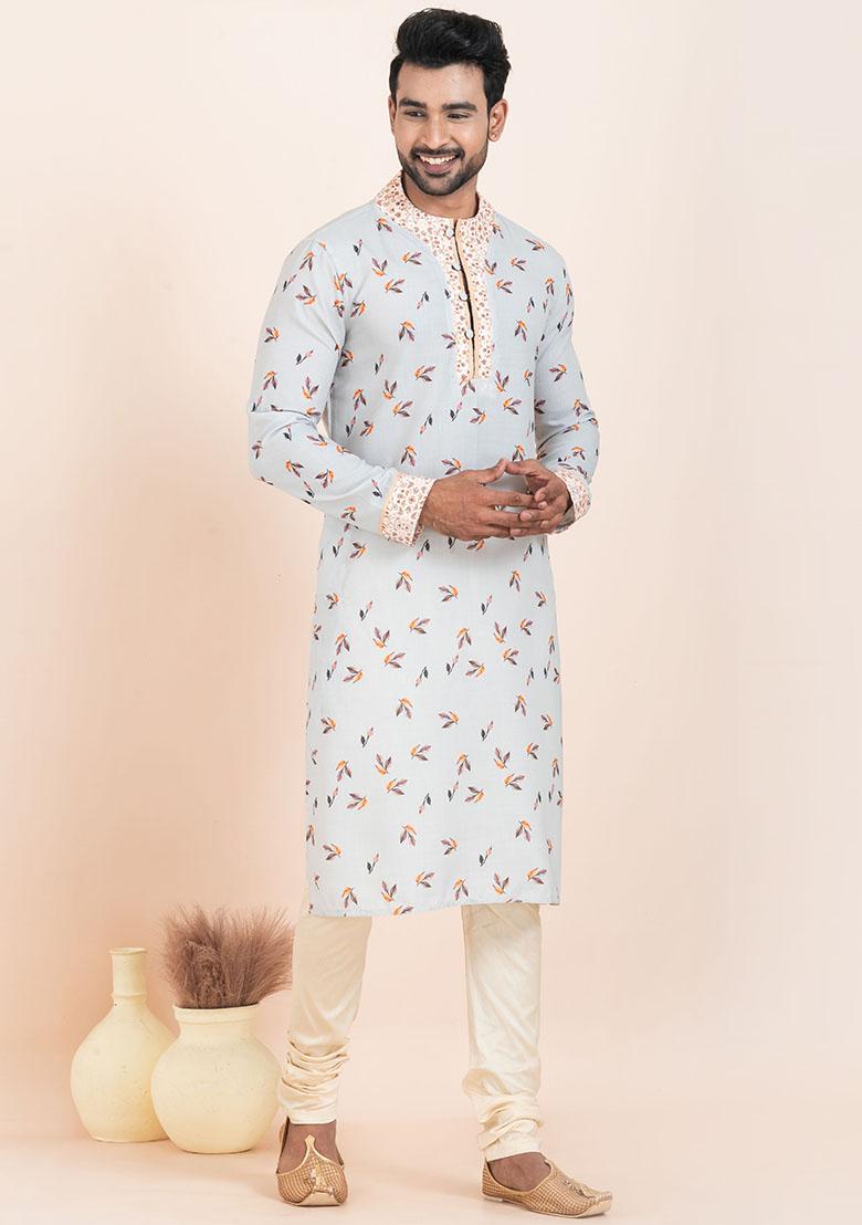Multicolor Solid Cotton Kurta Set For Men