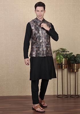 Multicolor Abstract print Art Silk Jacket For Men