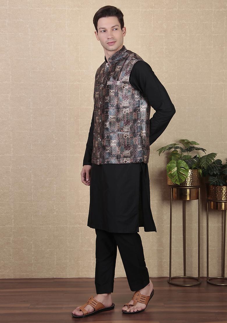 Multicolor Abstract print Art Silk Jacket For Men