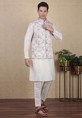 Multicolor Abstract print Art Silk Jacket For Men