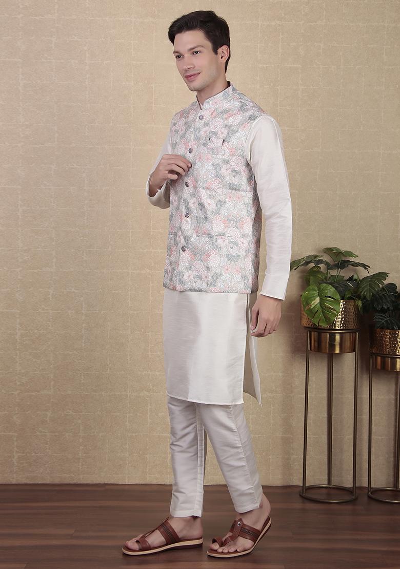 Multicolor Abstract print Art Silk Jacket For Men