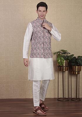 Multicolor Abstract print Art Silk Jacket For Men