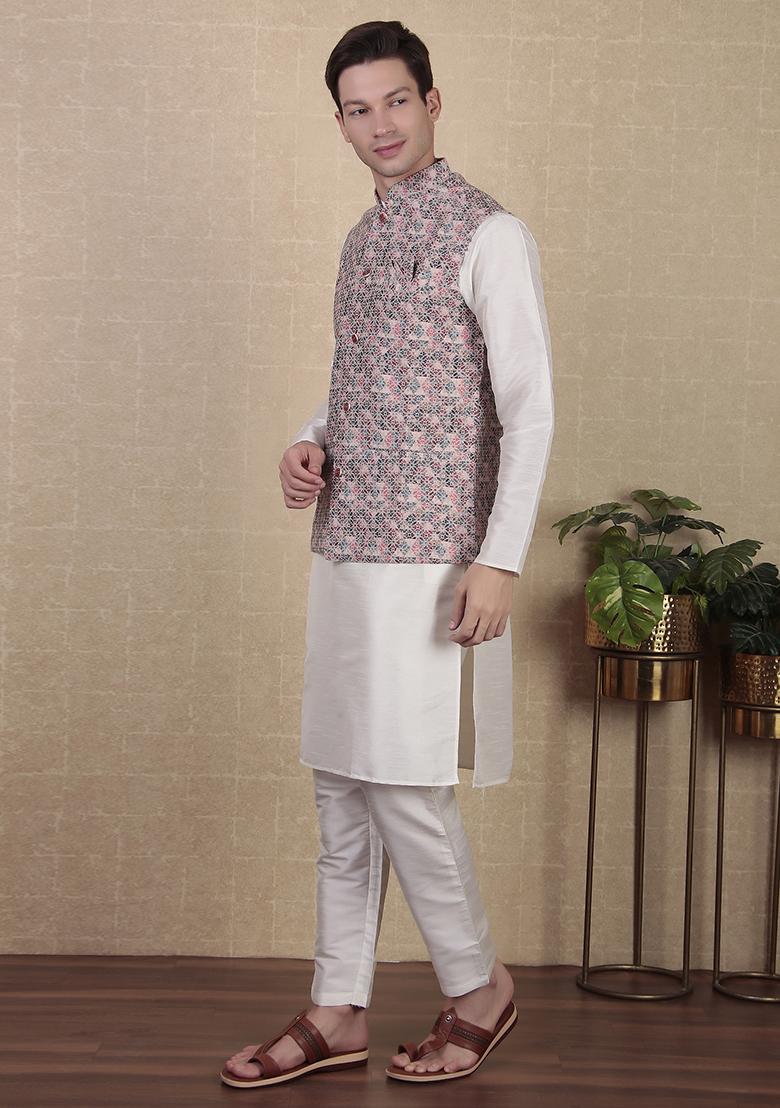 Multicolor Abstract print Art Silk Jacket For Men