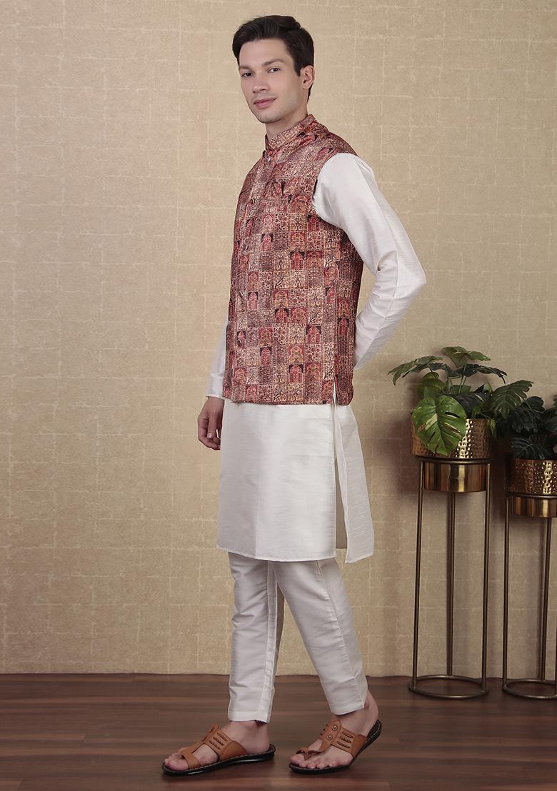 Multicolor Abstract print Art Silk Jacket For Men