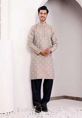 Brown Woven Viscose  Kurta For Men