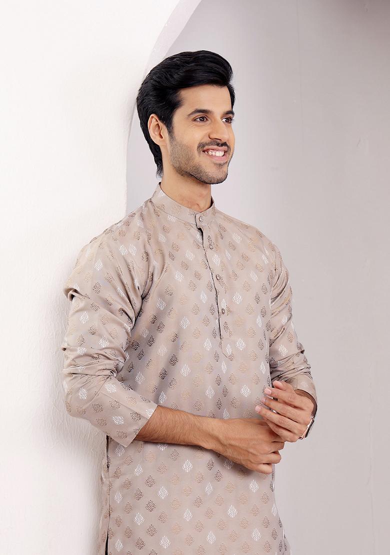 Brown Woven Viscose  Kurta For Men