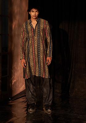 Multicolor printed Viscose  Kurta Set For Men