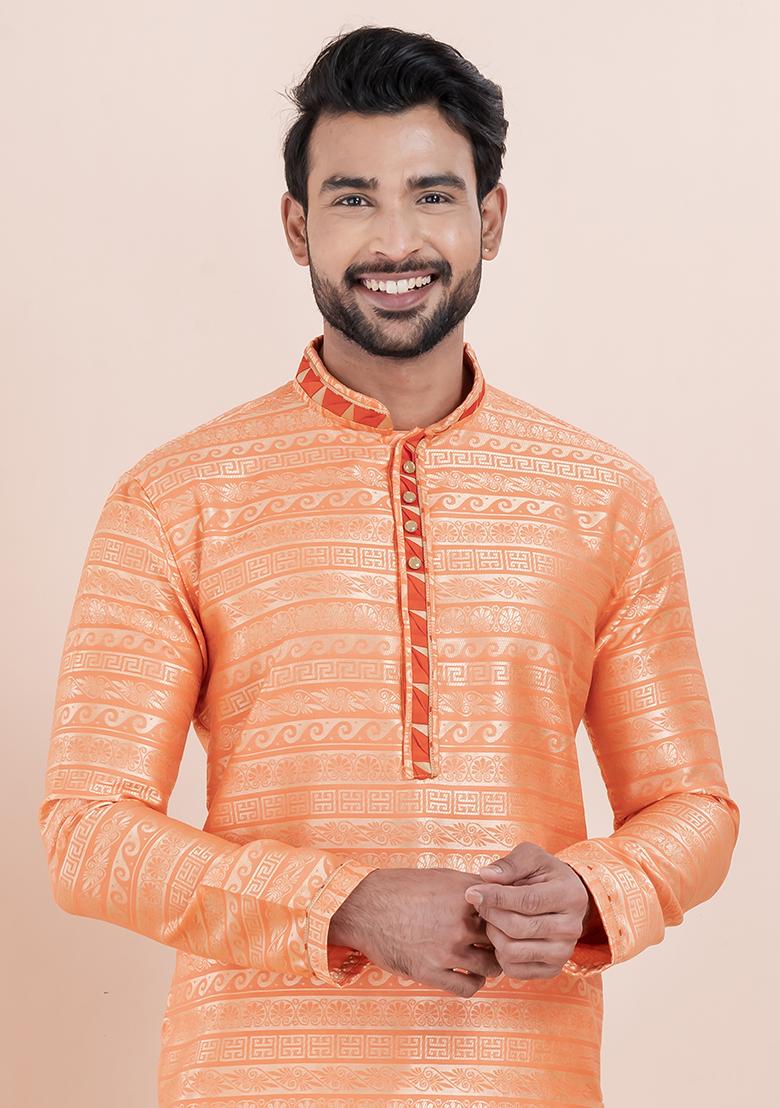 Multi Solid Silk Kurta Set For Men