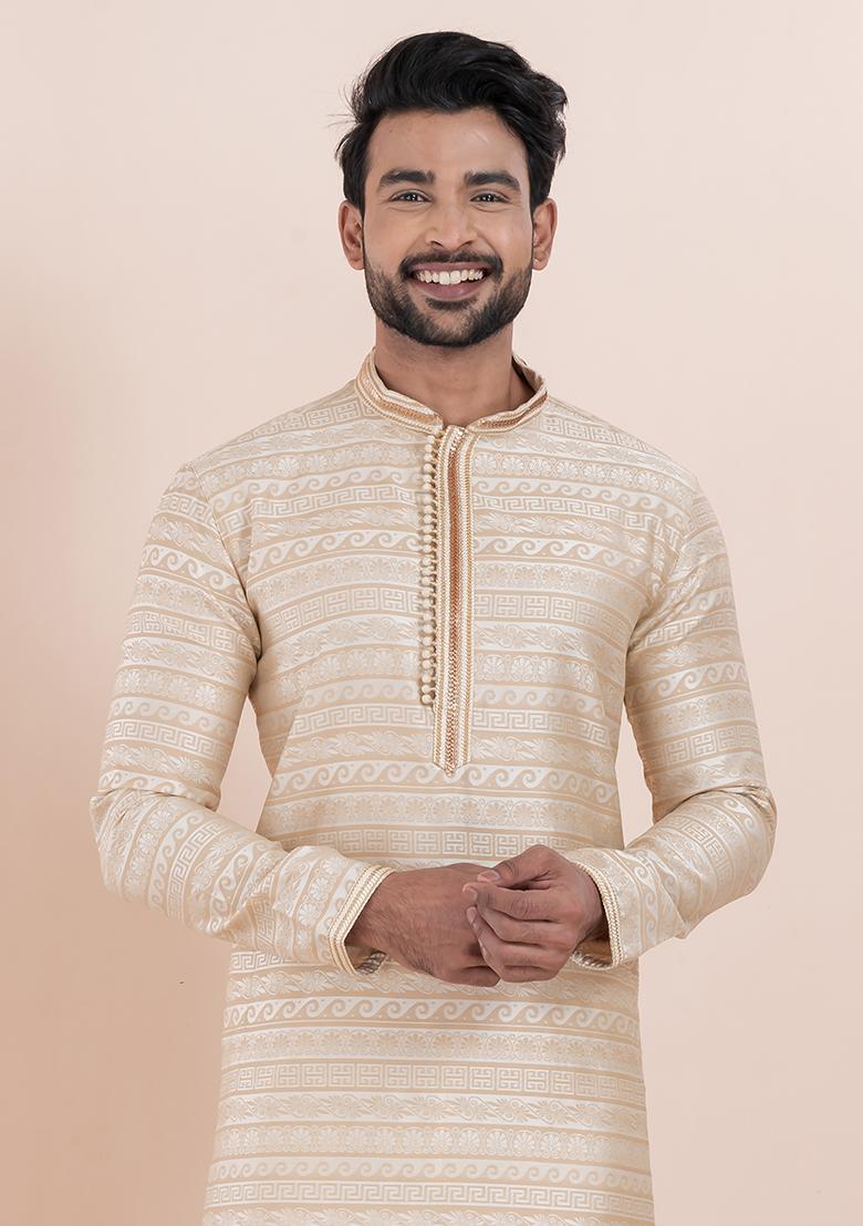 Multi Solid Silk Kurta Set For Men