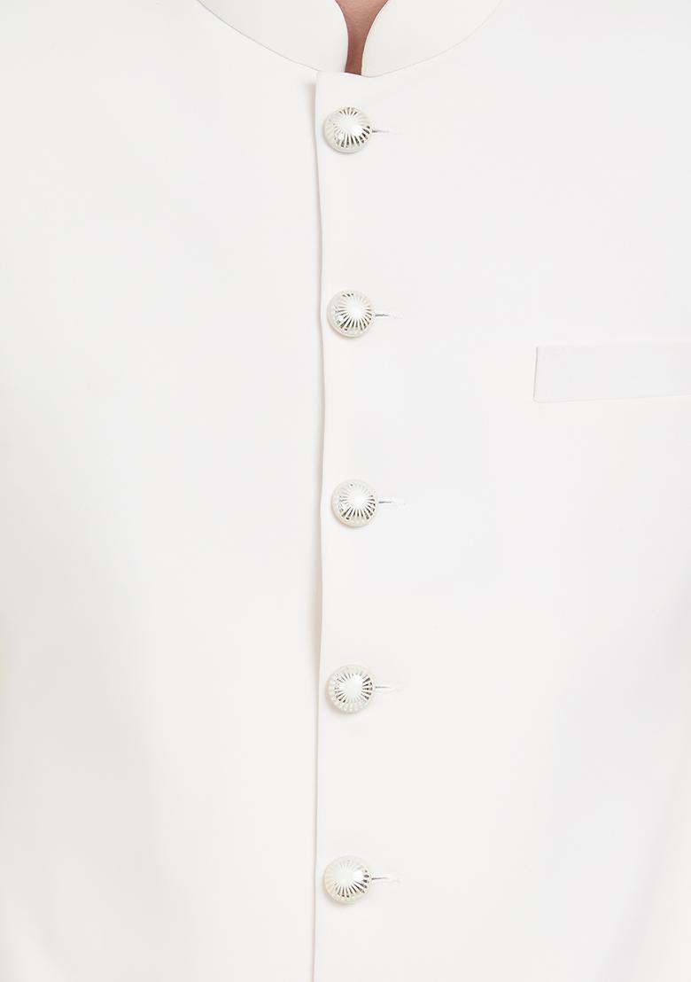 Off White Plain Silk Sherwani For Men