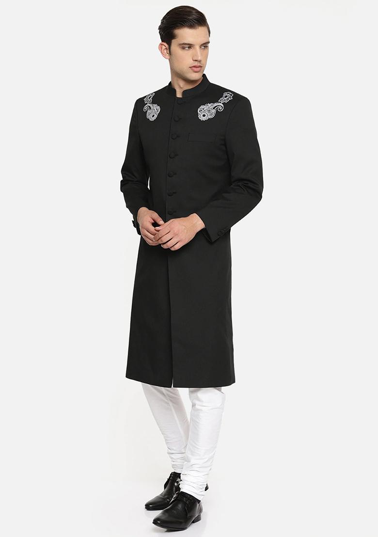Cream Solid Silk Kurta Set For Men
