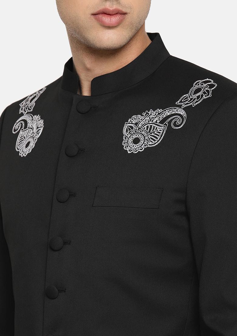 Cream Solid Silk Kurta Set For Men