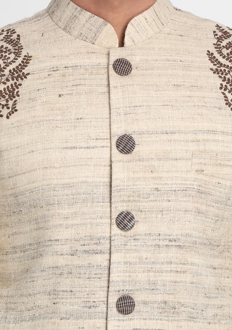 Gazree Pink Embroidered Silk Kurta Set For Men