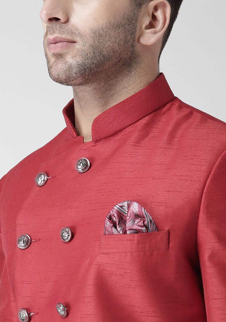 Black Embroidered Silk Kurta Set For Men