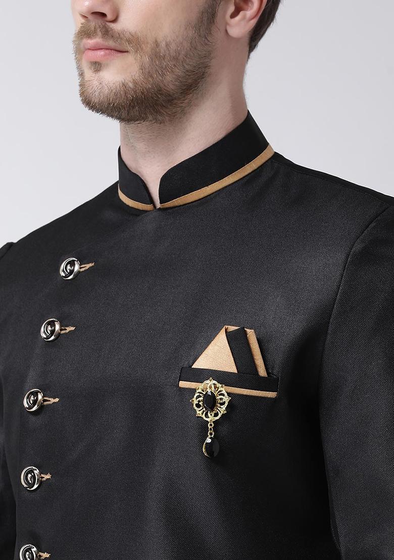 Royal Blue Embroidered Silk Kurta Set For Men