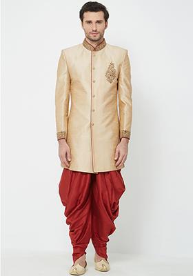 Gold Embroidered Silk Sherwani for Men