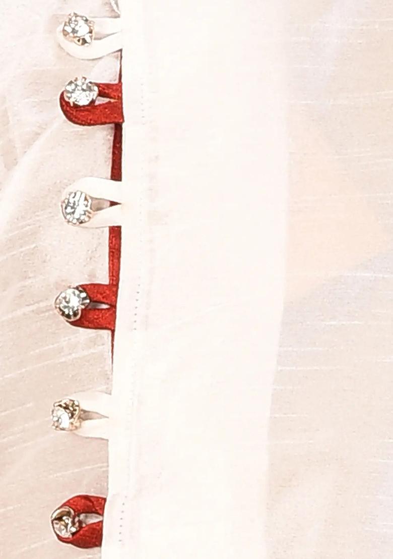 Lemon Cream Embroidered Silk Kurta Set For Men