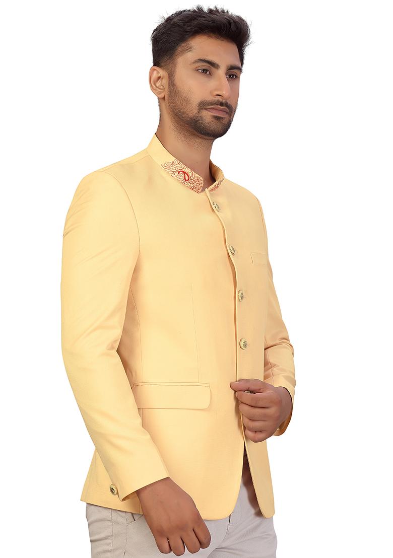 Cream Embroidered Cotton Bandhgala For Men