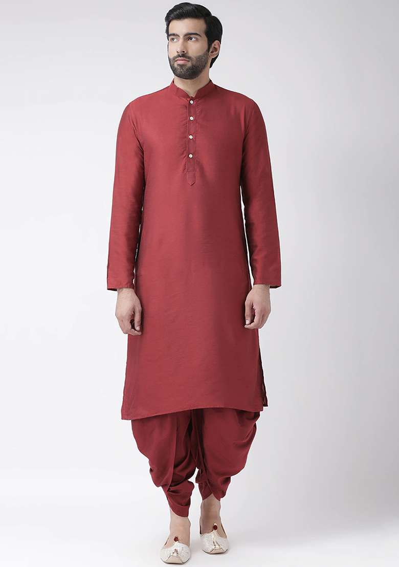 Rust Brown Solid Silk Blend Sherwani for Men - Indya