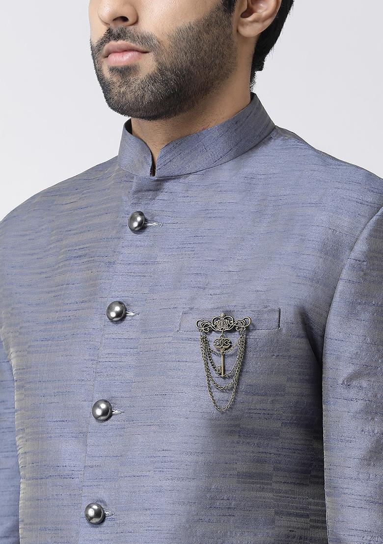 Multi Color Solid Silk Blend Sherwani for Men