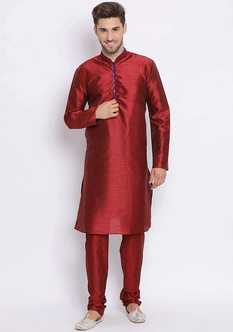 Black Solid Cotton Sherwani for Men - Indya