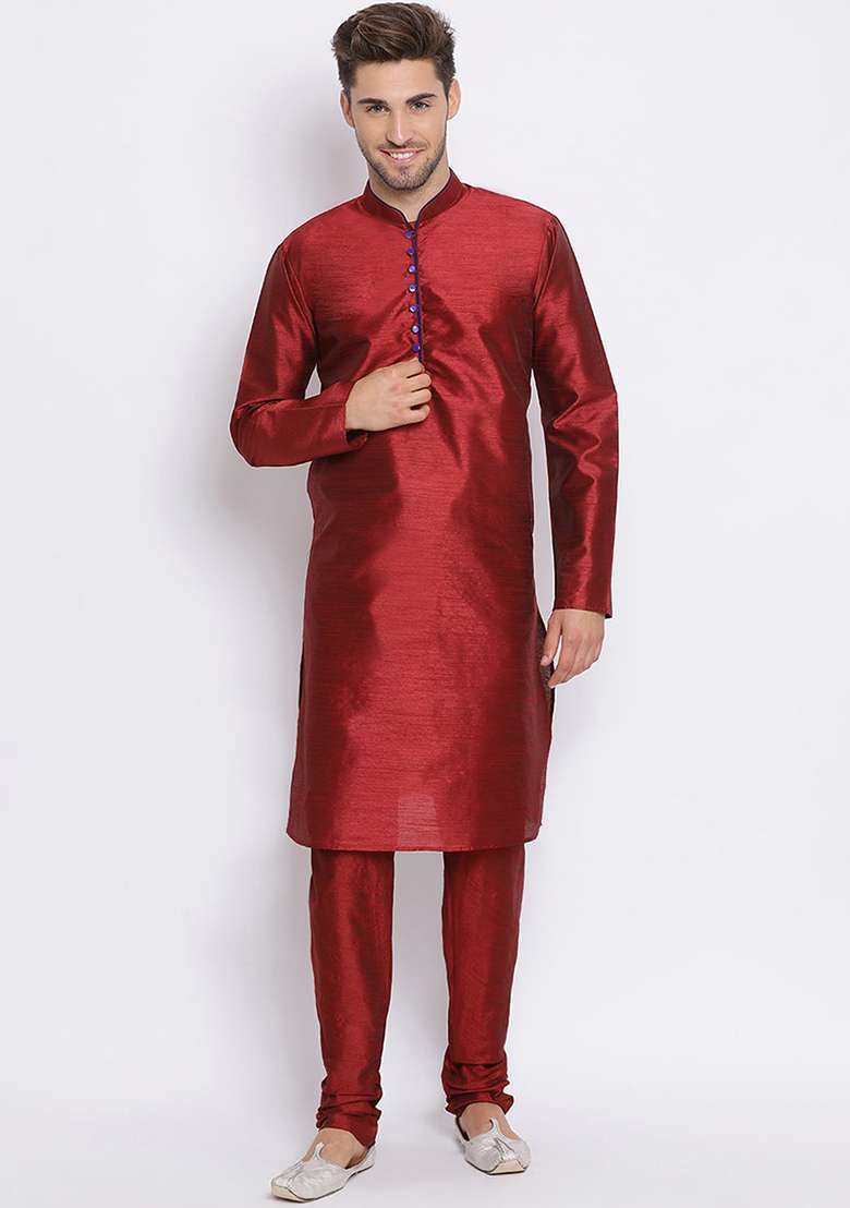 Black Solid Cotton Sherwani for Men - Indya