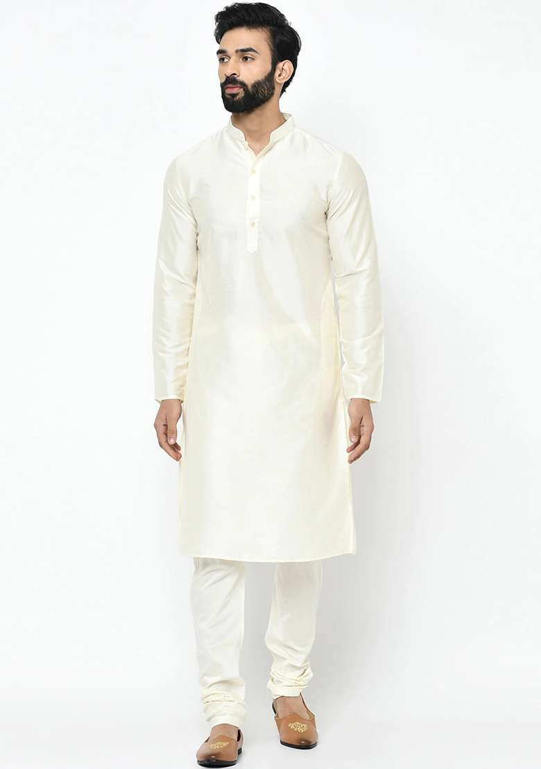 Black Solid Cotton Sherwani for Men - Indya