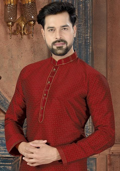 Maroon Digital Print Kurta Set main image 0