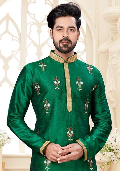 Green Thread Embroidered Summer kurta