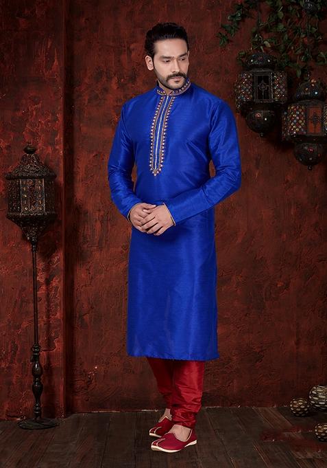 Lavender Art Silk Kurta Set for Men main image 0