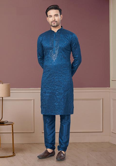 Rama Green Embroidered Kurta