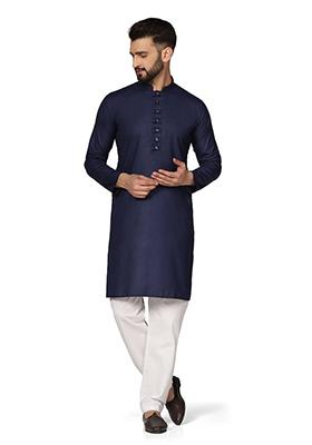 Lavender Solid Dupion Kurta Set For Men
