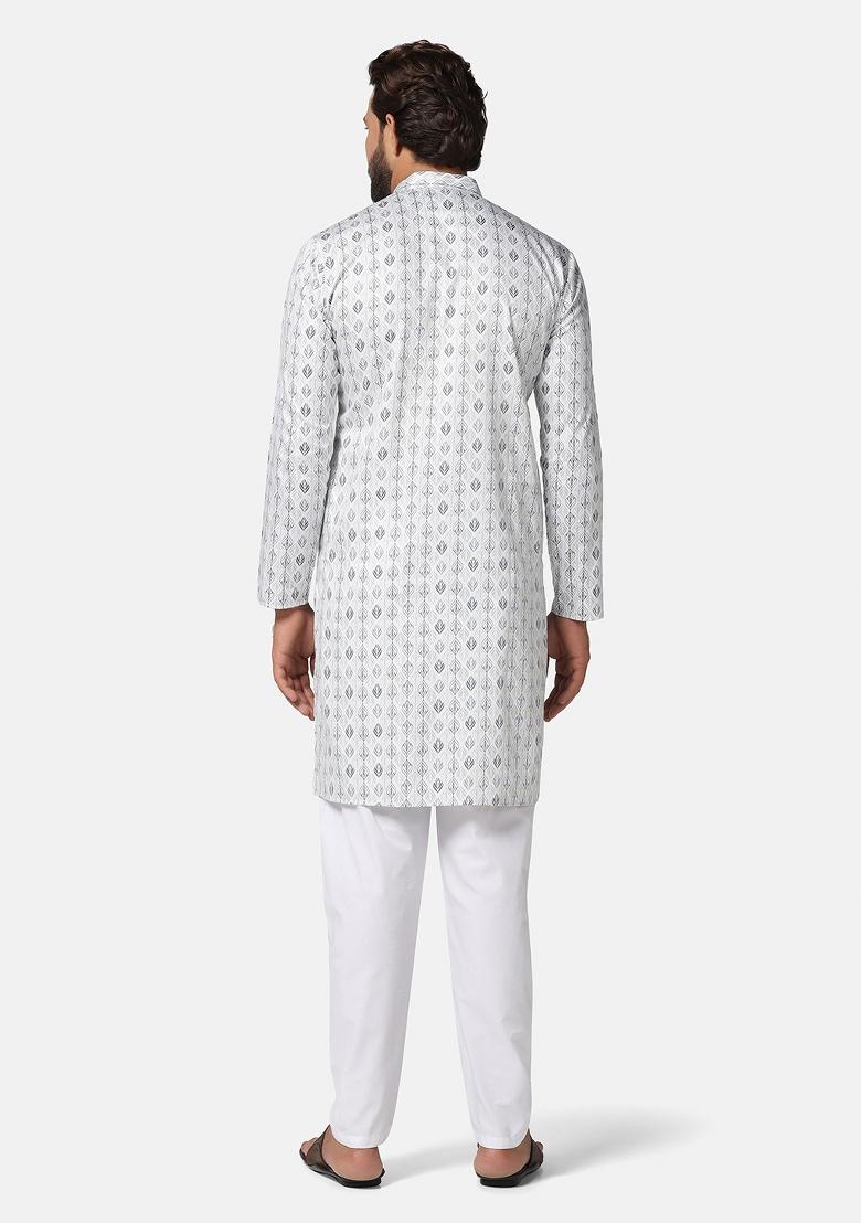 Green Solid Cotton Kurta Set For Men