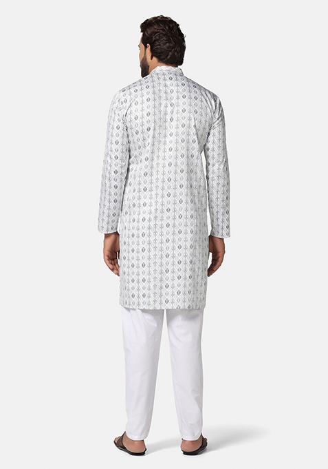 Green Solid Cotton Kurta Set For Men