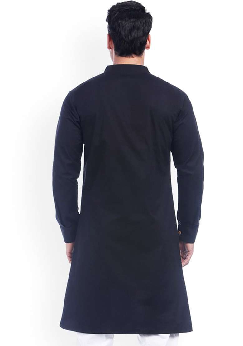 Blue Solid Cotton Indo Western Sherwani Set For Men - Indya