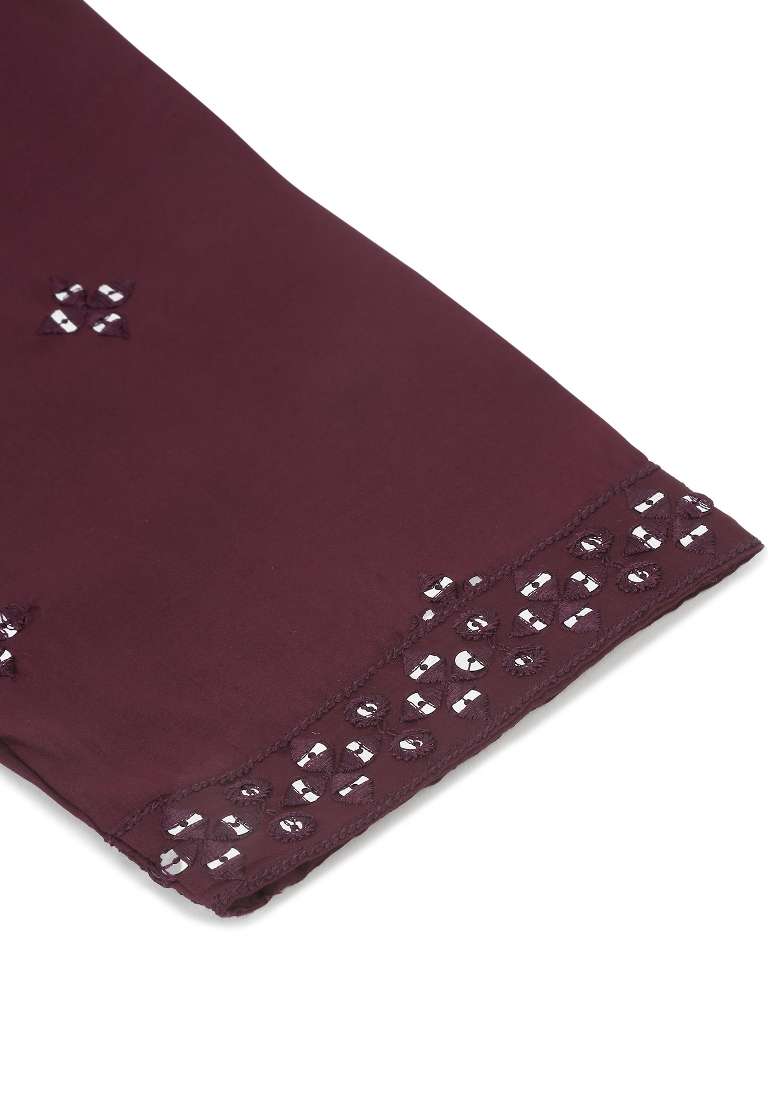 Purple Yoke Design Cotton Silk Blend Kurta Set For Men - Indya