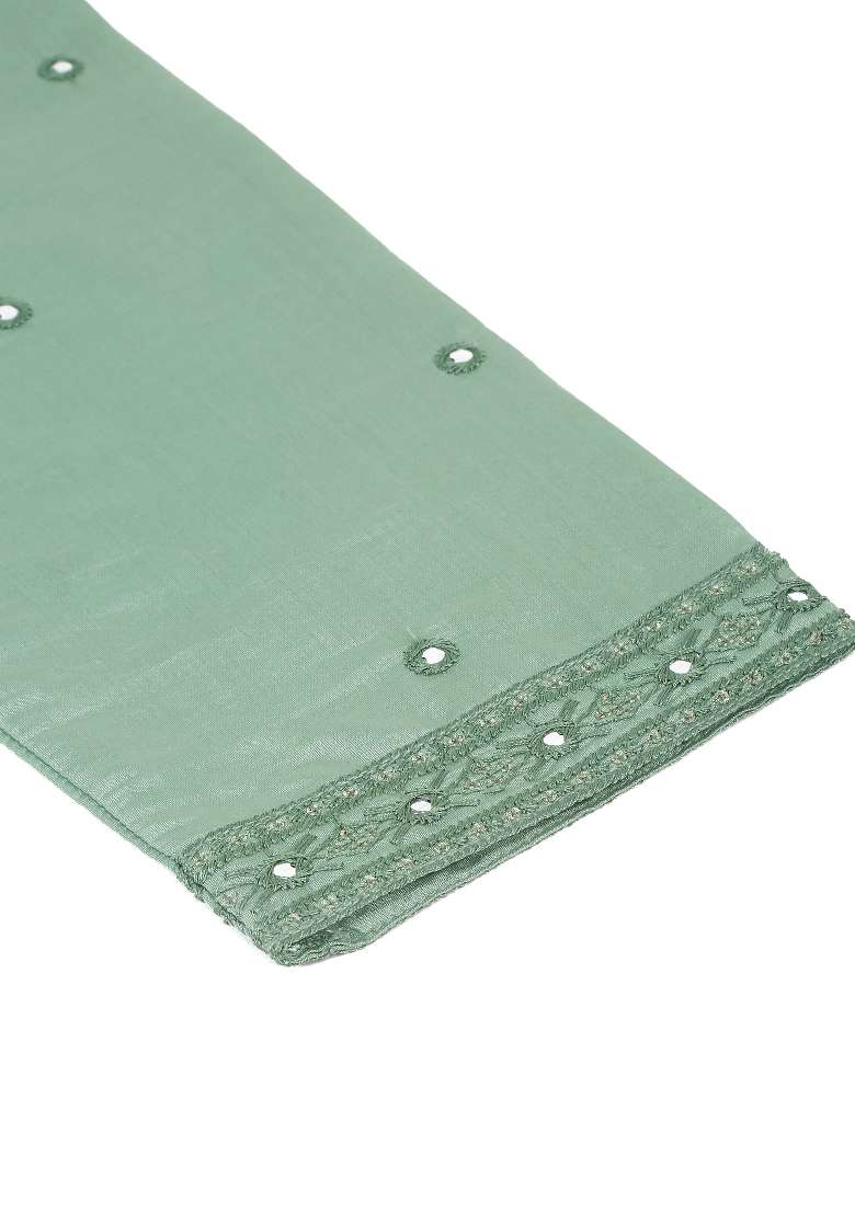 Green Yoke Design Cotton Silk Blend Kurta Set For Men - Indya