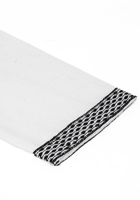 White Floral Embroided Cotton Kurta Set For Men