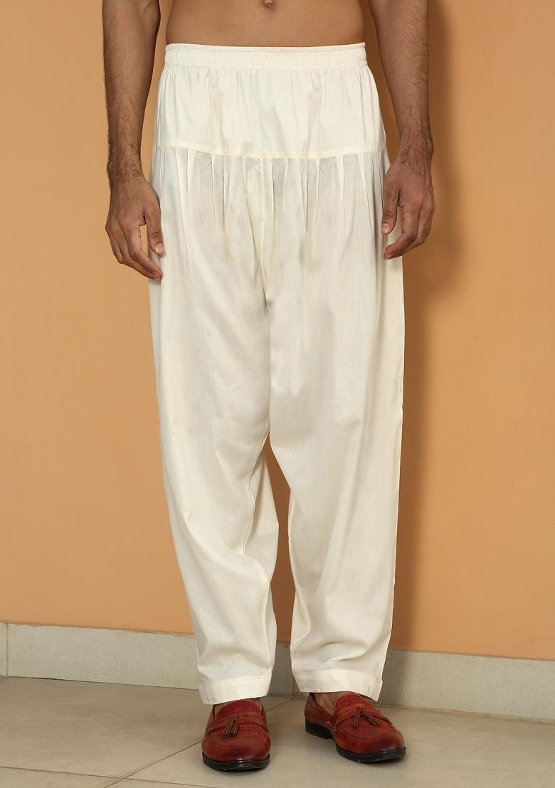 Yellow Embroidered Cotton Silk Kurta Set For Men