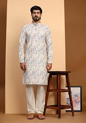 Multi Digital Printed Viscose Cotton Kurta For Men