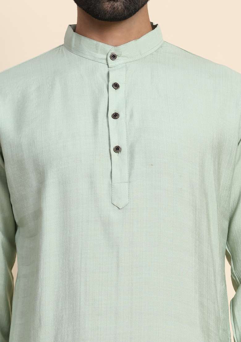 Green Solid Viscose Rayon Kurta For Men - Indya