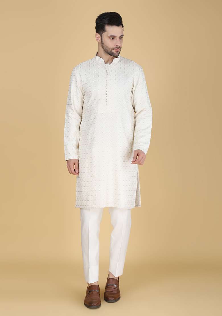 Pink Embroidered Silk Blend Indo Western Sherwani Set For Men - Indya